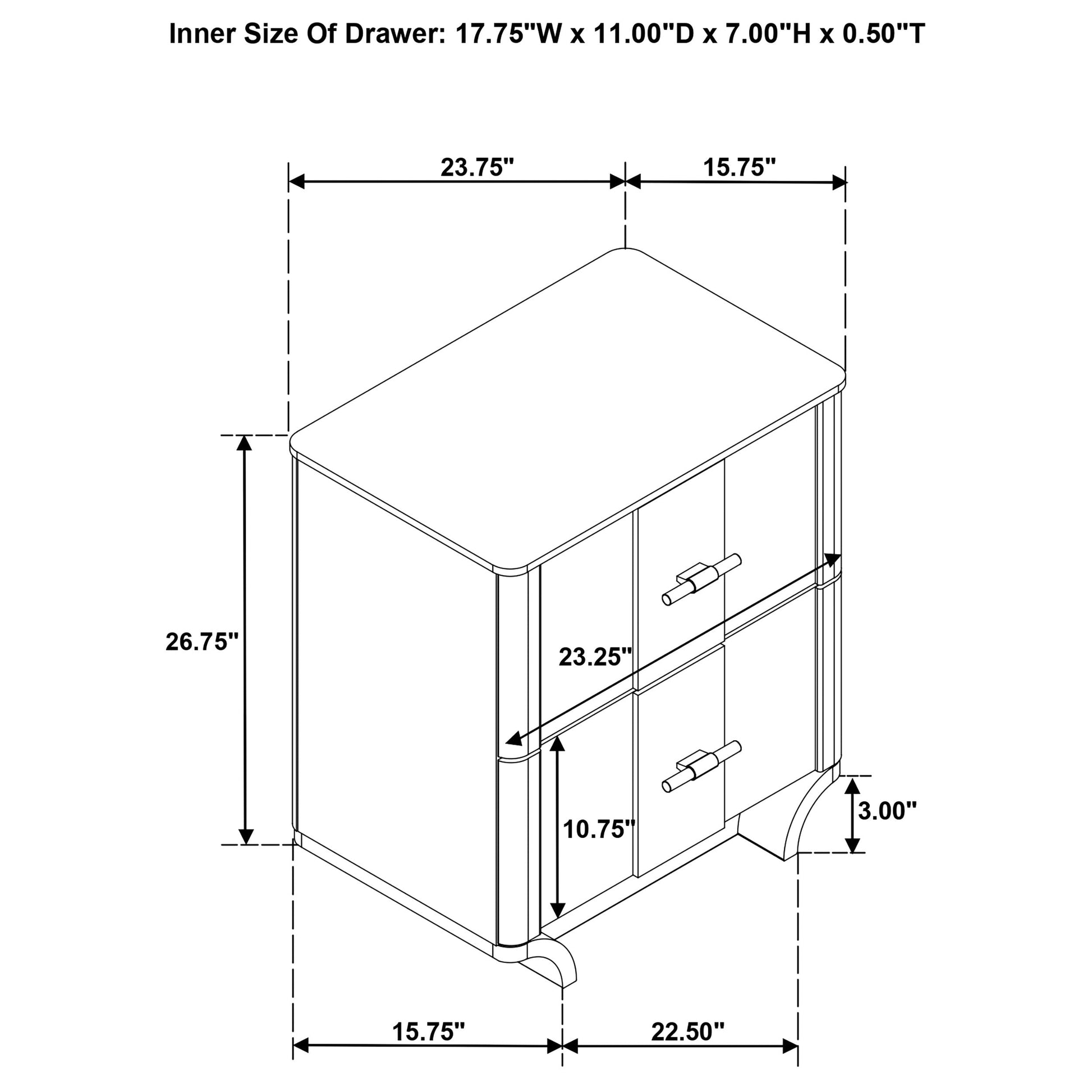 Leanne 2-drawer Sinter Stone Top Nightstand Light Oak 223132 - Venini Furniture 