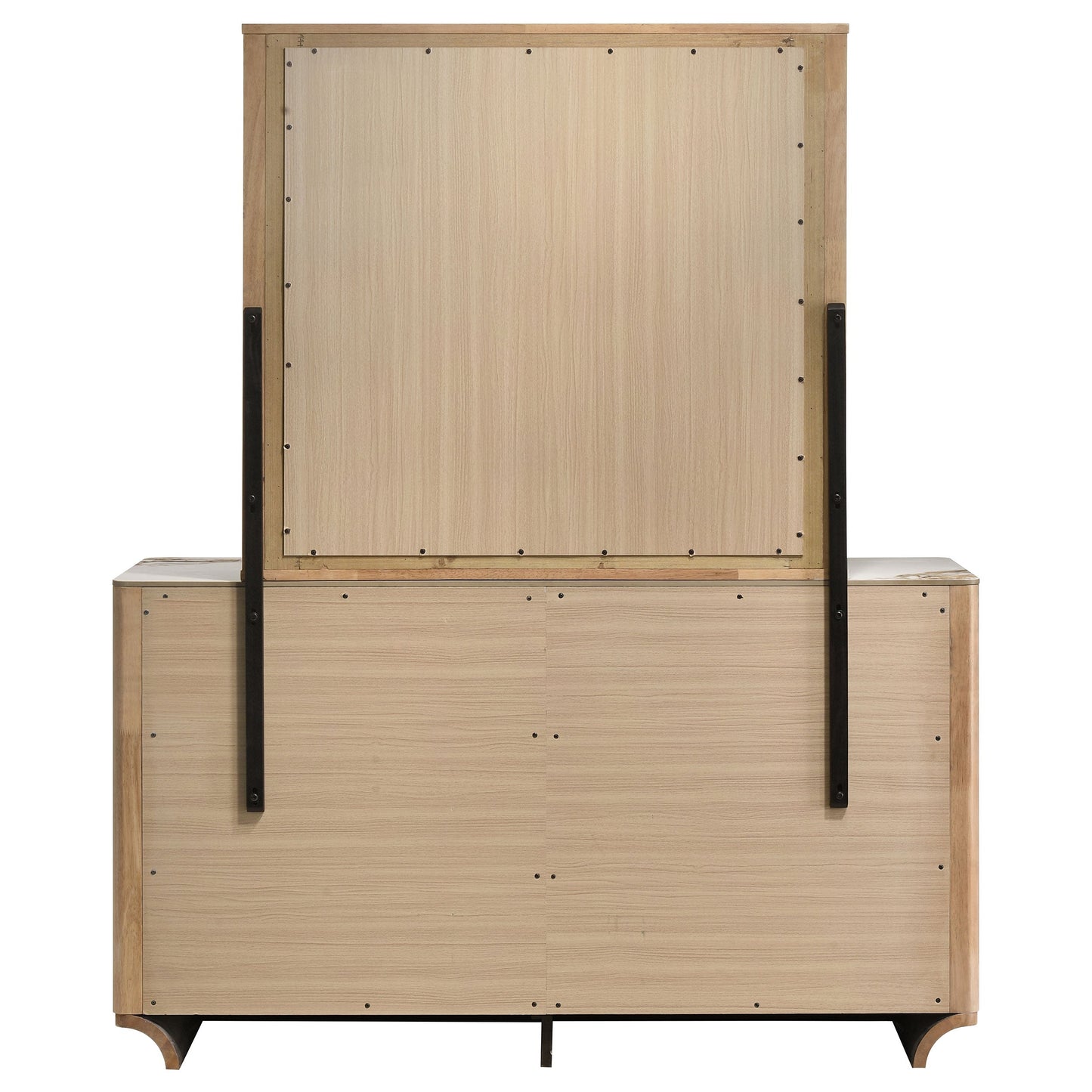 Leanne 6-Drawer Sintered Stone Top Dresser & Mirror – Light Oak 223133M - Venini Furniture 