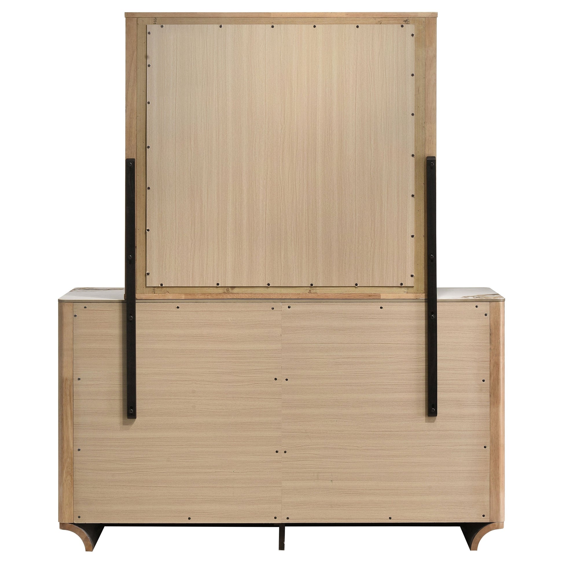 Leanne 6-Drawer Sintered Stone Top Dresser & Mirror – Light Oak 223133M - Venini Furniture 