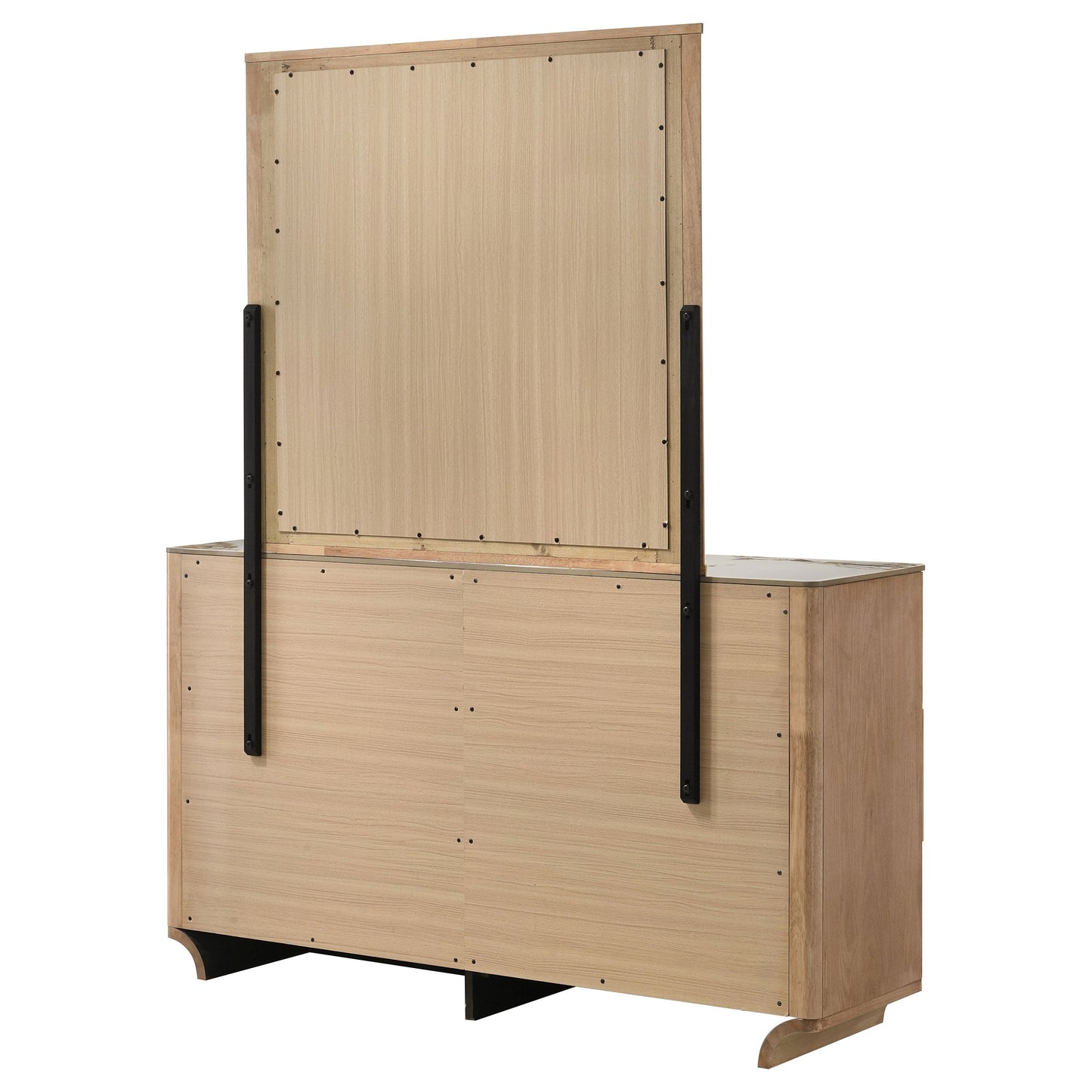 Leanne 6-Drawer Sintered Stone Top Dresser & Mirror – Light Oak 223133M - Venini Furniture 