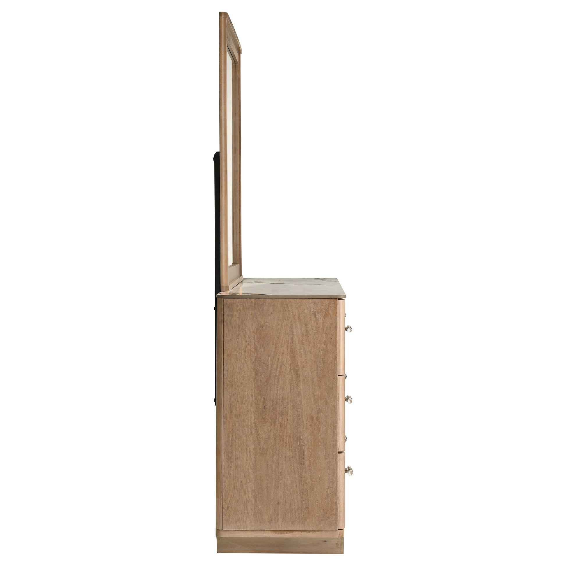 Leanne 6-Drawer Sintered Stone Top Dresser & Mirror – Light Oak 223133M - Venini Furniture 