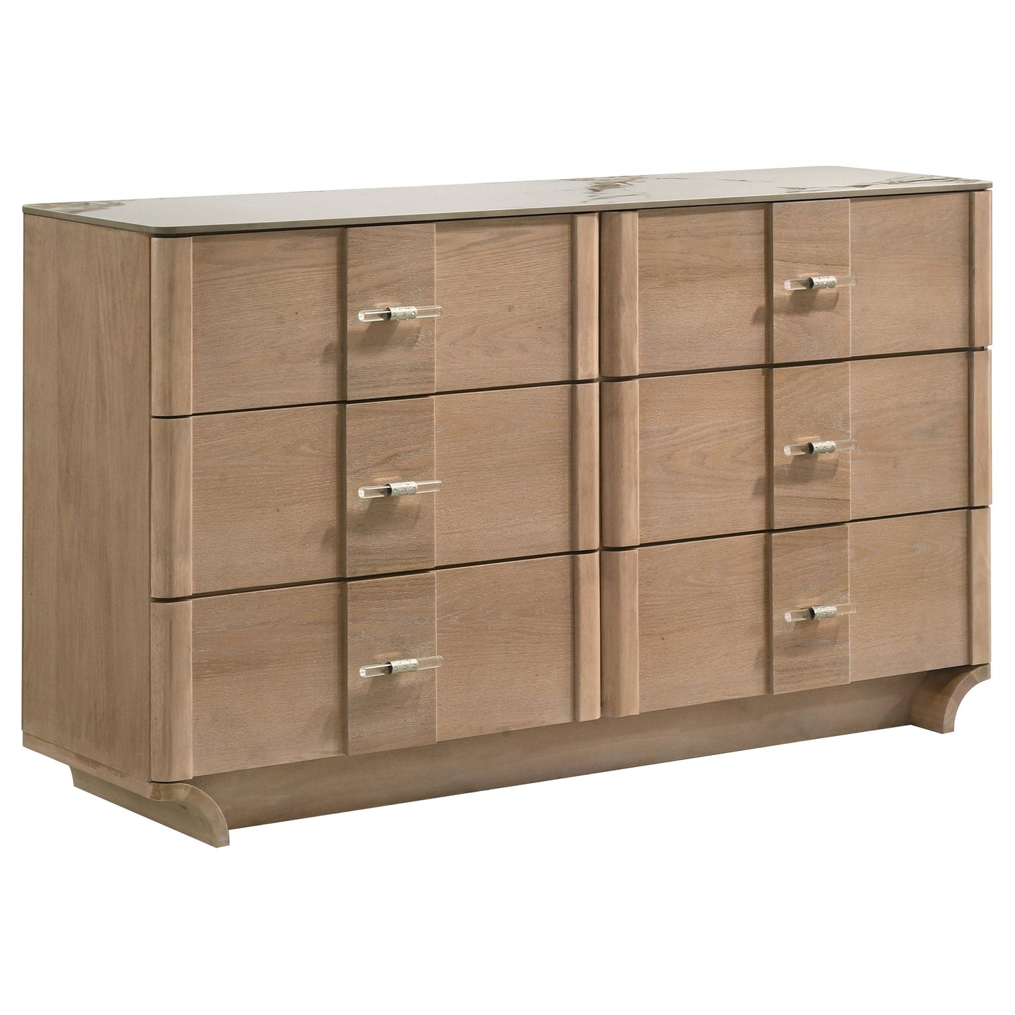 Leanne 6-drawer Sinter Stone Top Dresser Cabinet Light Oak 223133 - Venini Furniture 