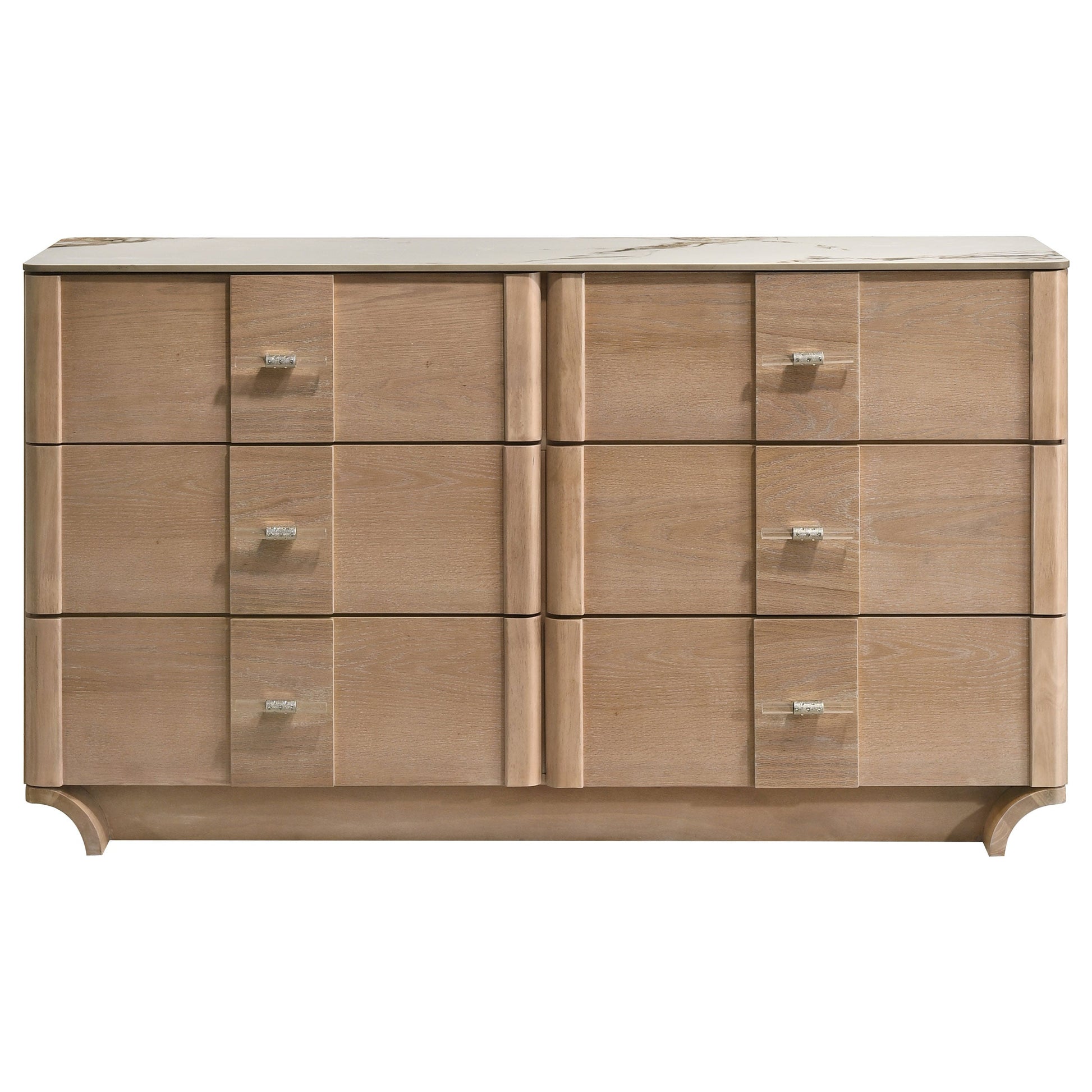 Leanne 6-drawer Sinter Stone Top Dresser Cabinet Light Oak 223133 - Venini Furniture 