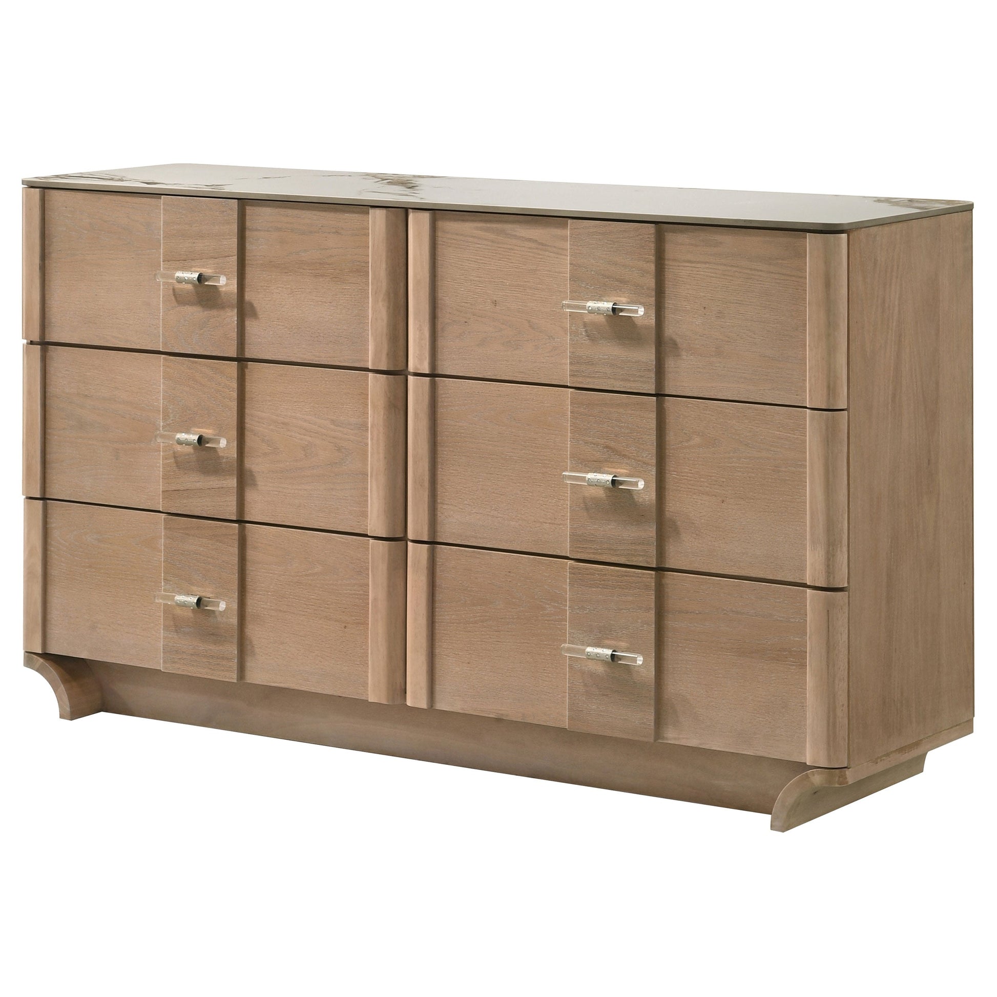 Leanne 6-drawer Sinter Stone Top Dresser Cabinet Light Oak 223133 - Venini Furniture 