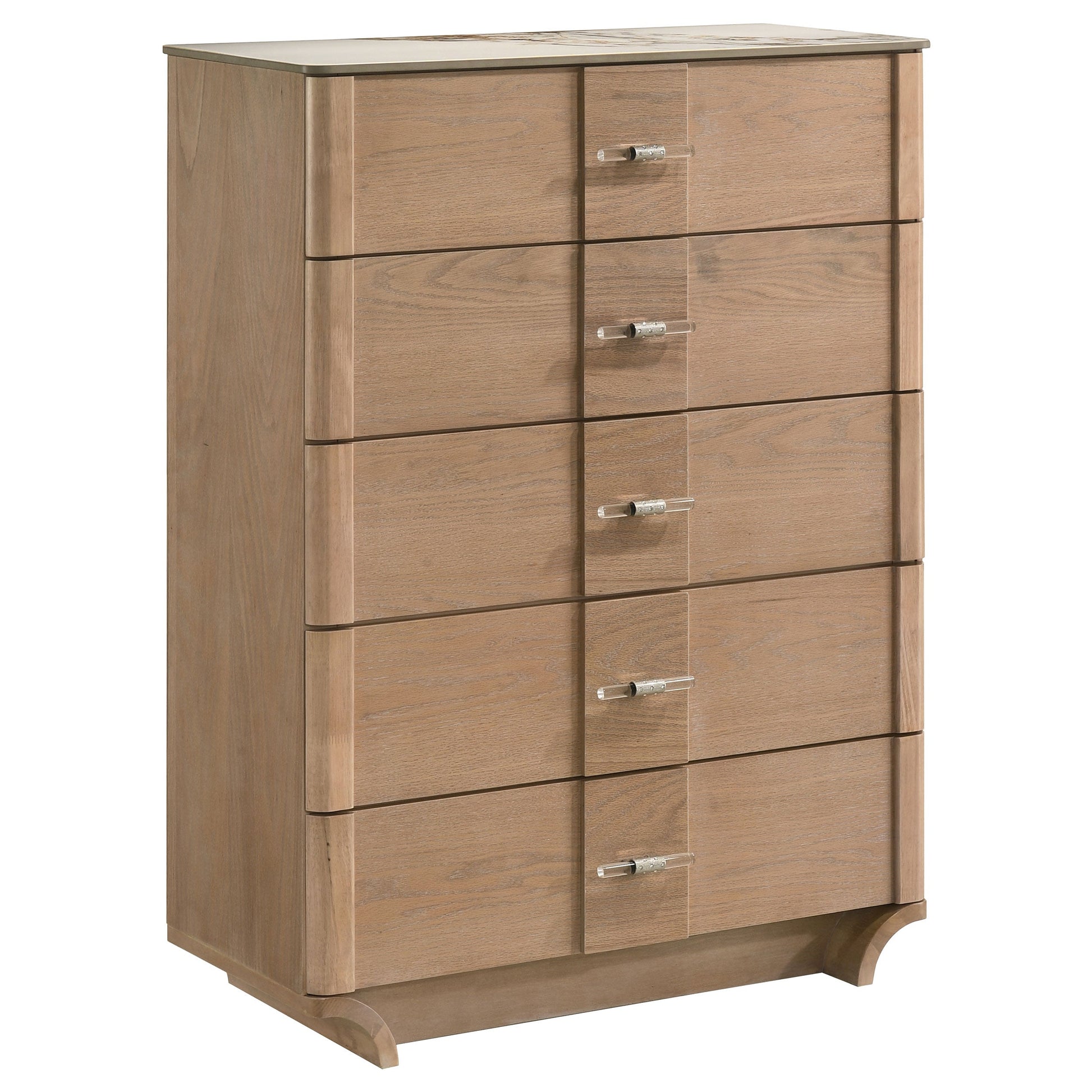 Leanne 5-drawer Sinter Stone Top Chest of Drawers Light Oak 223135 - Venini Furniture 