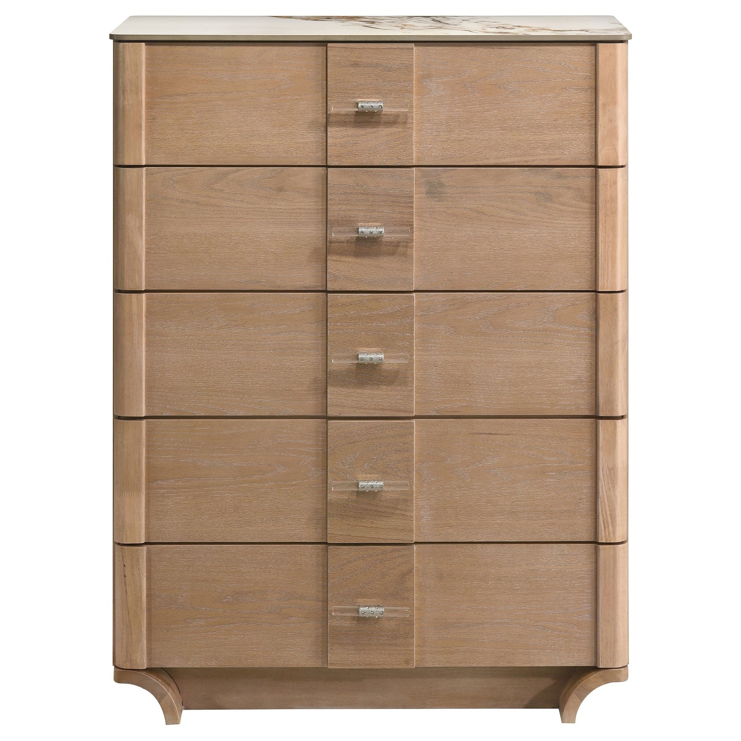 Leanne 5-drawer Sinter Stone Top Chest of Drawers Light Oak 223135 - Venini Furniture 