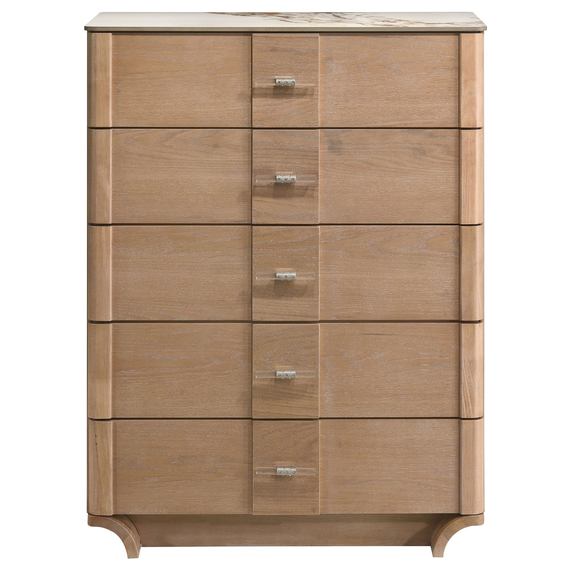 Leanne 5-drawer Sinter Stone Top Chest of Drawers Light Oak 223135 - Venini Furniture 