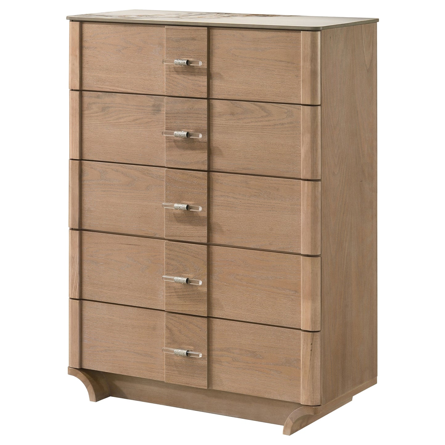 Leanne 5-drawer Sinter Stone Top Chest of Drawers Light Oak 223135 - Venini Furniture 
