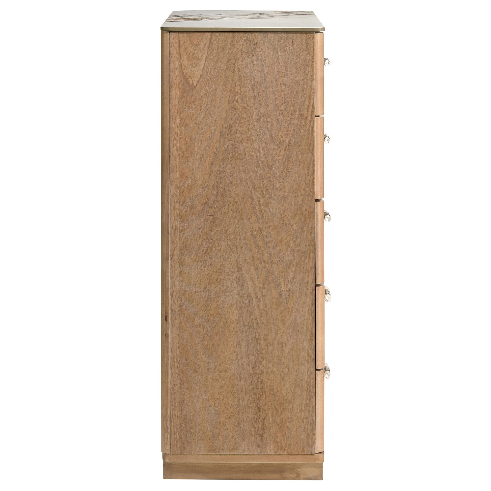 Leanne 5-drawer Sinter Stone Top Chest of Drawers Light Oak 223135 - Venini Furniture 