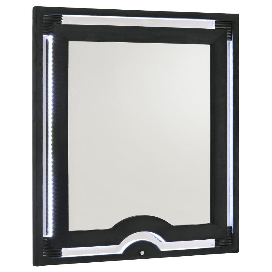 Ravenne Velvet Upholstered LED Dresser Mirror Black