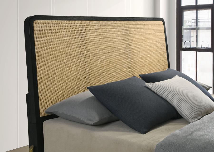 Arini 56-inch Panel BedCalifornia King 224331KWC, Eastern King 224331KE, and Queen 224330Q, Colors: Cream & Black, Black & Grey, Black & Natural - Venini Furniture 