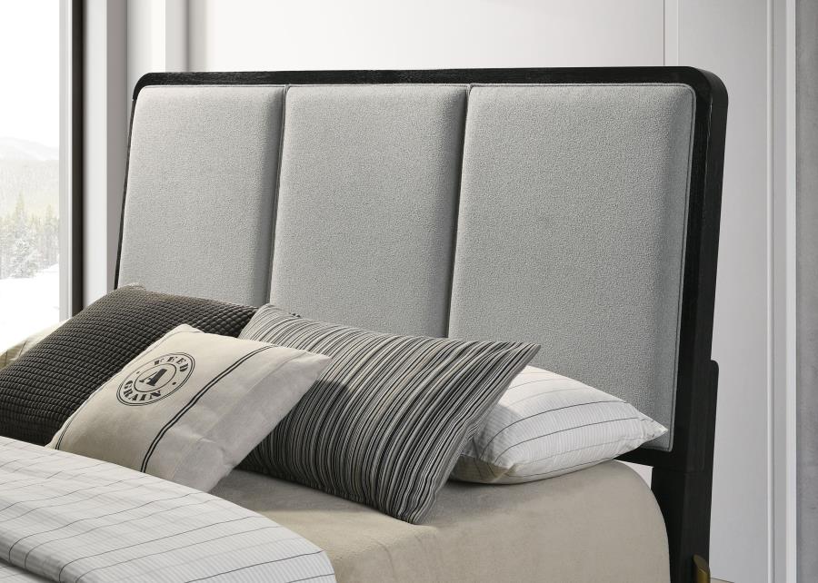 Arini 56-inch Panel BedCalifornia King 224331KWC, Eastern King 224331KE, and Queen 224330Q, Colors: Cream & Black, Black & Grey, Black & Natural - Venini Furniture 