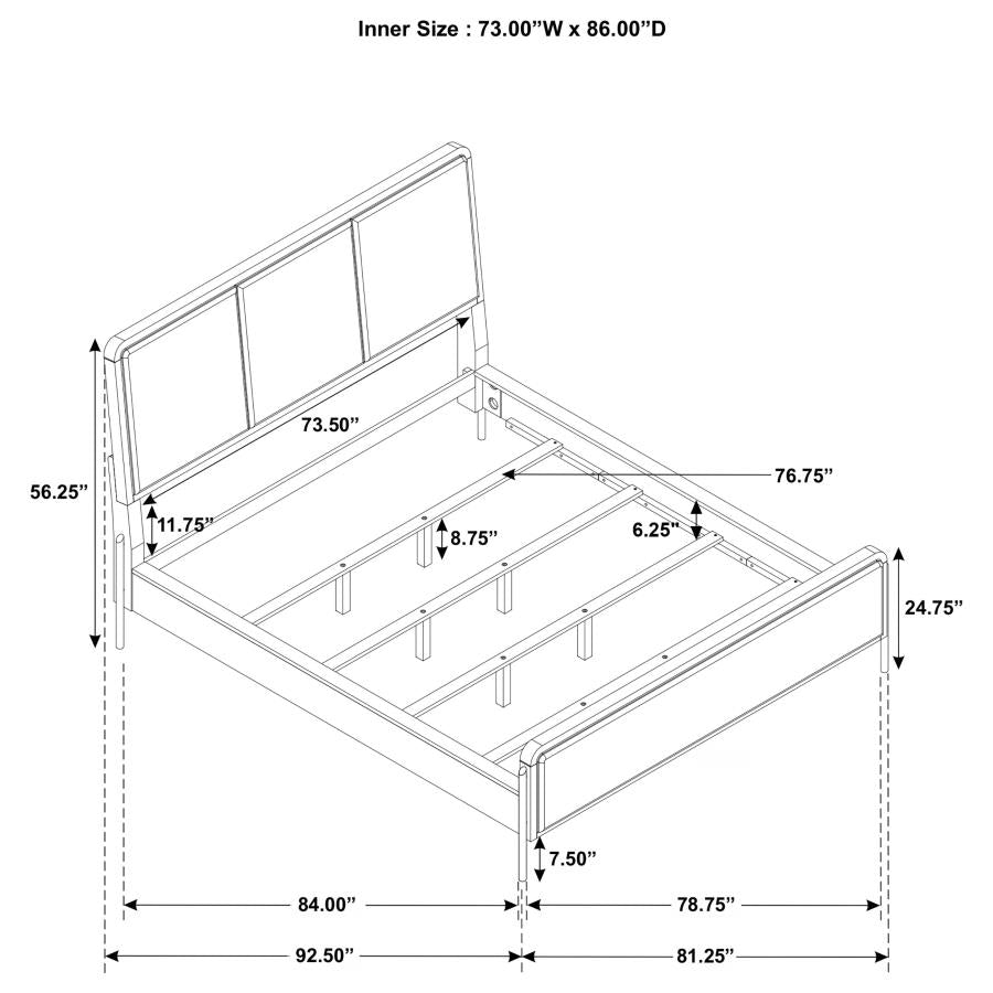 Arini 56-inch Panel BedCalifornia King 224331KWC, Eastern King 224331KE, and Queen 224330Q, Colors: Cream & Black, Black & Grey, Black & Natural - Venini Furniture 