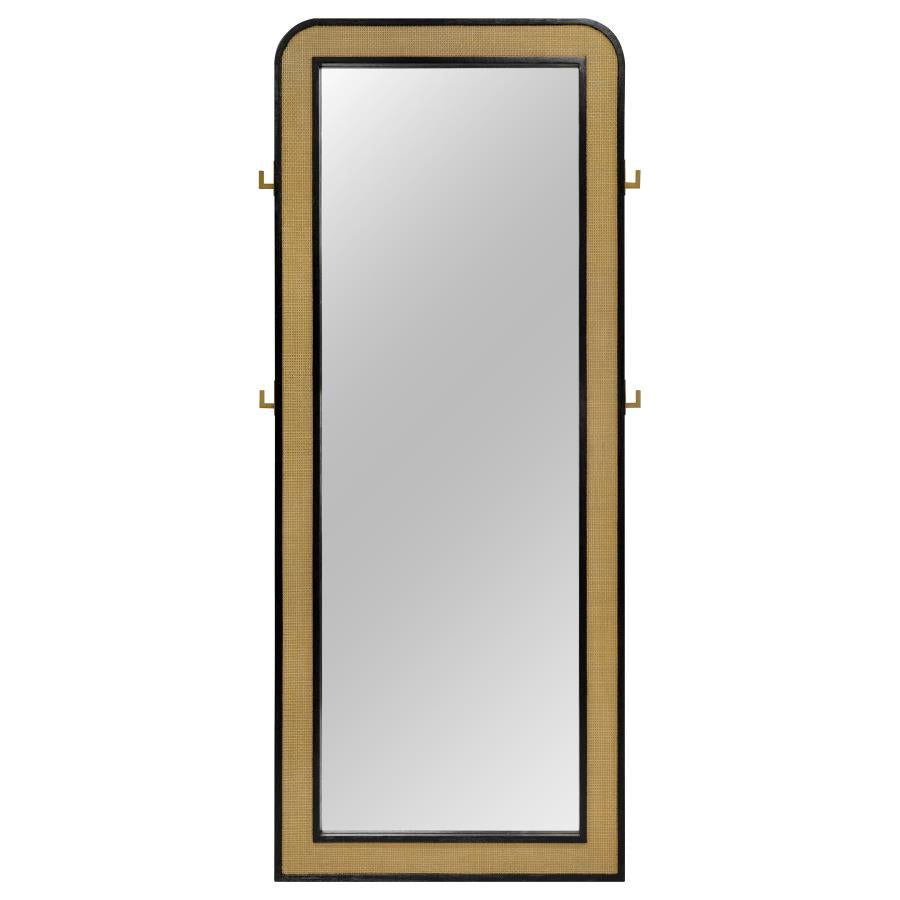 Arini Cane Weave Full Length Standing Floor Mirror Black 224339 - Venini Furniture 