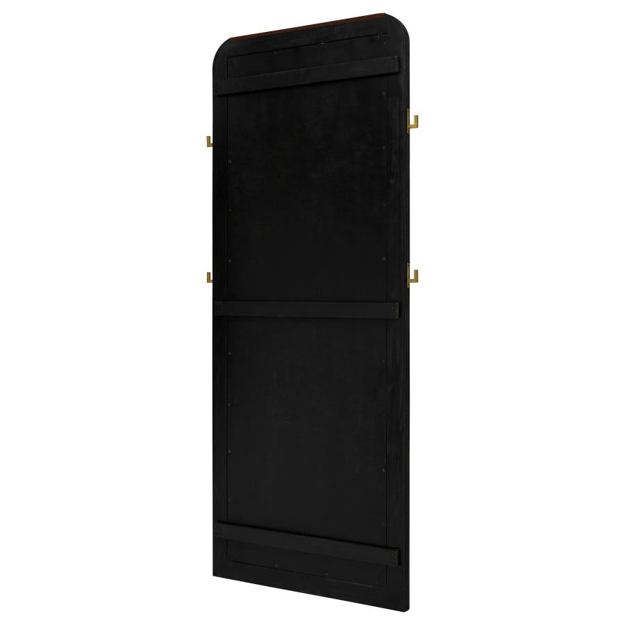 Arini Cane Weave Full Length Standing Floor Mirror Black 224339 - Venini Furniture 