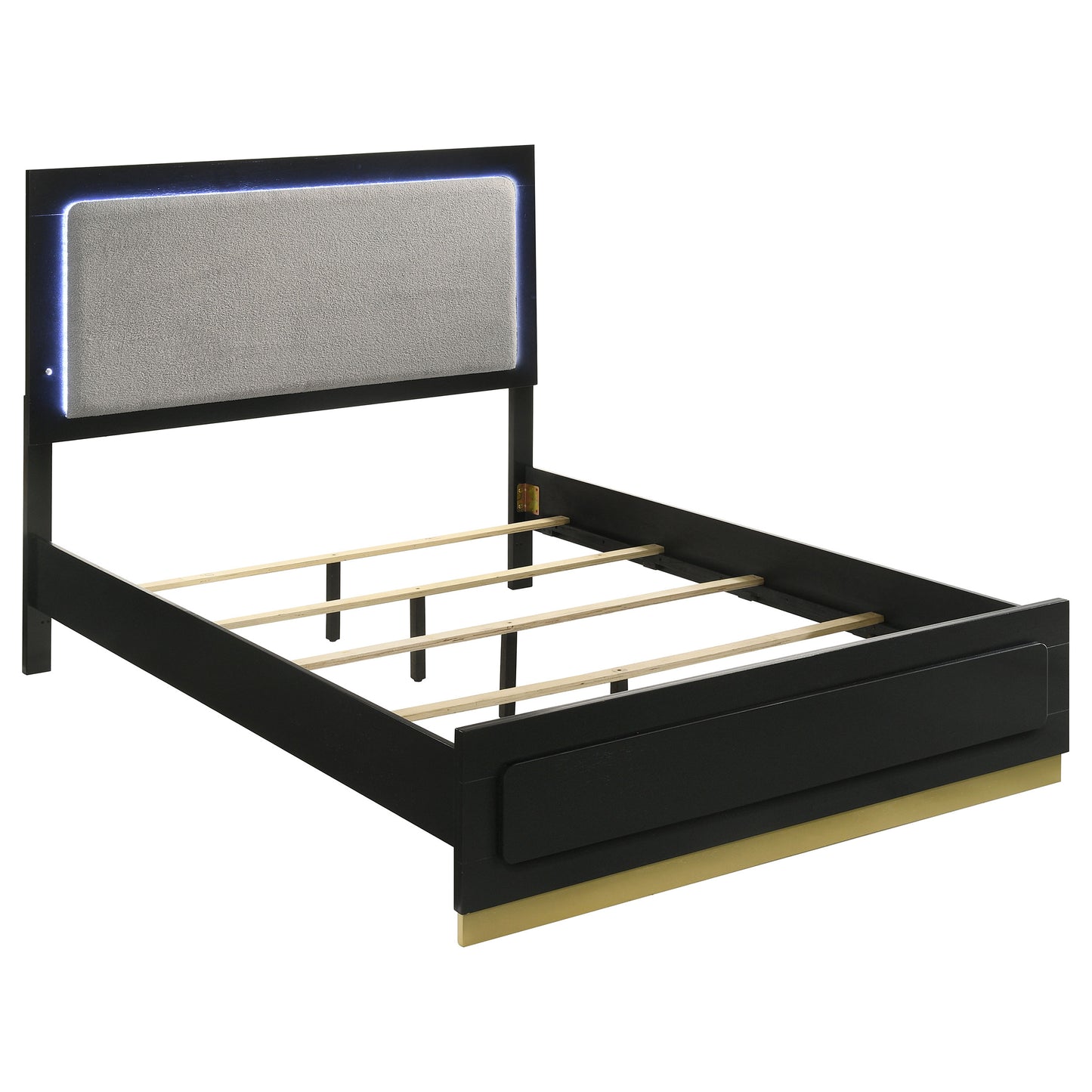Caraway Wood LED Panel Bed Black in Queen, Eastern King and California King.