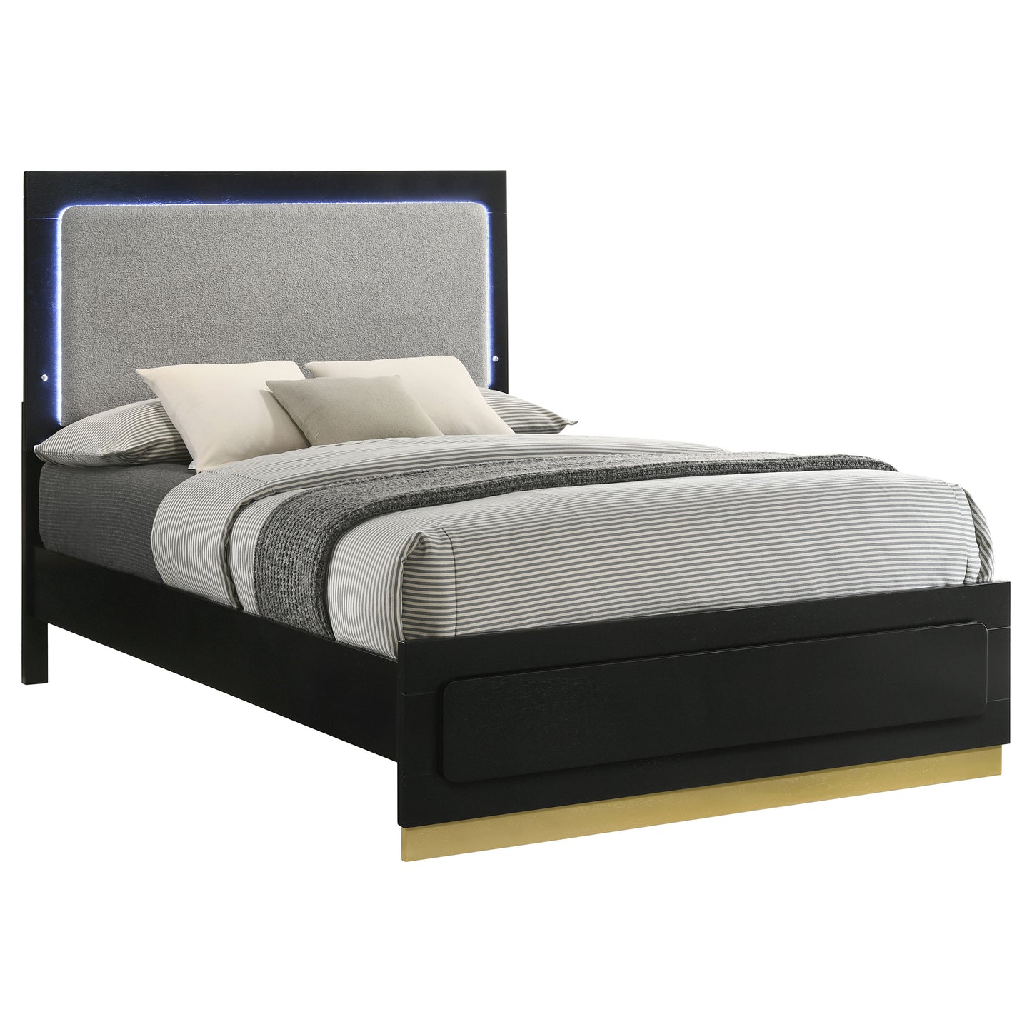 Caraway Wood LED Panel Bed Black in Queen, Eastern King and California King.