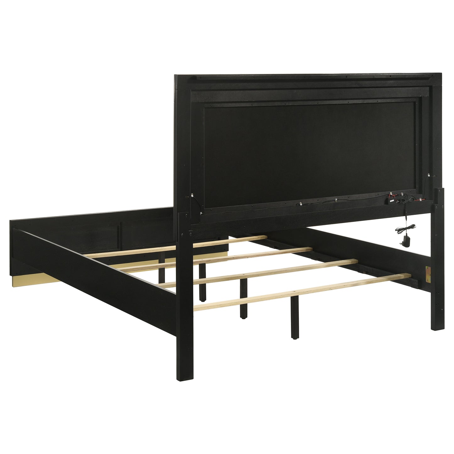 Caraway Wood LED Panel Bed Black in Queen, Eastern King and California King.
