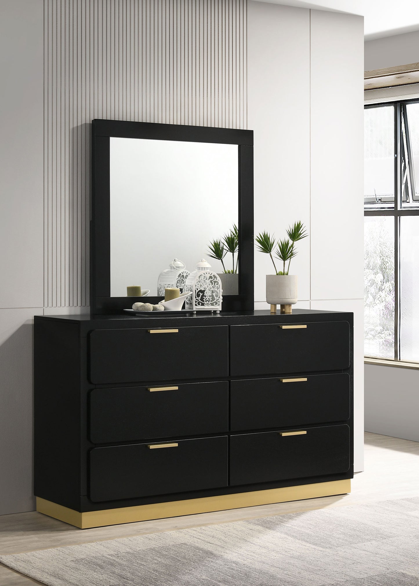 Caraway 6-drawer Dresser with Mirror Black 224783M