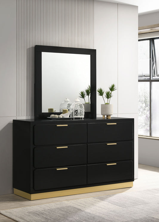 Caraway 6-Drawer Dresser with Mirror Black