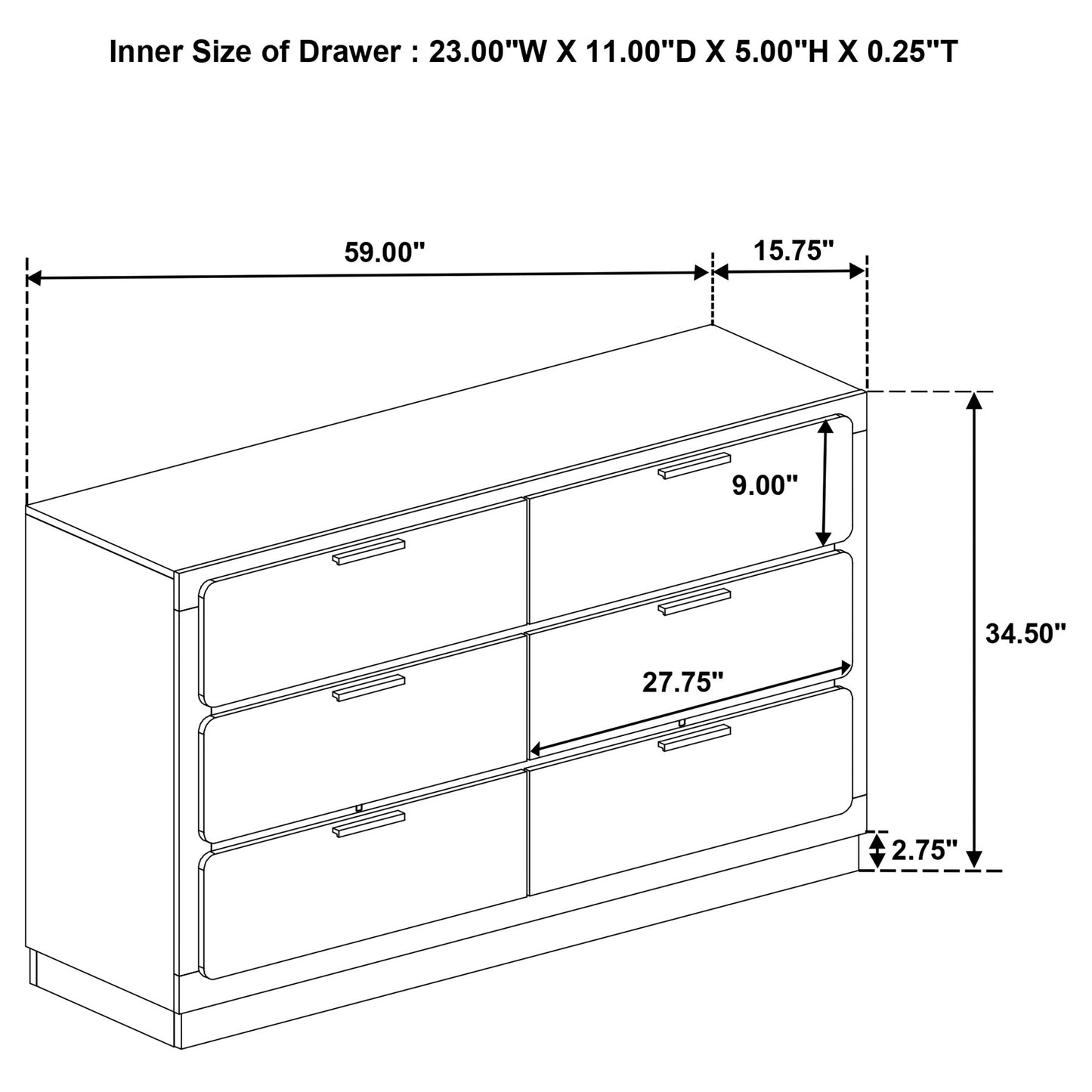 Caraway 6-drawer Dresser Black 224783