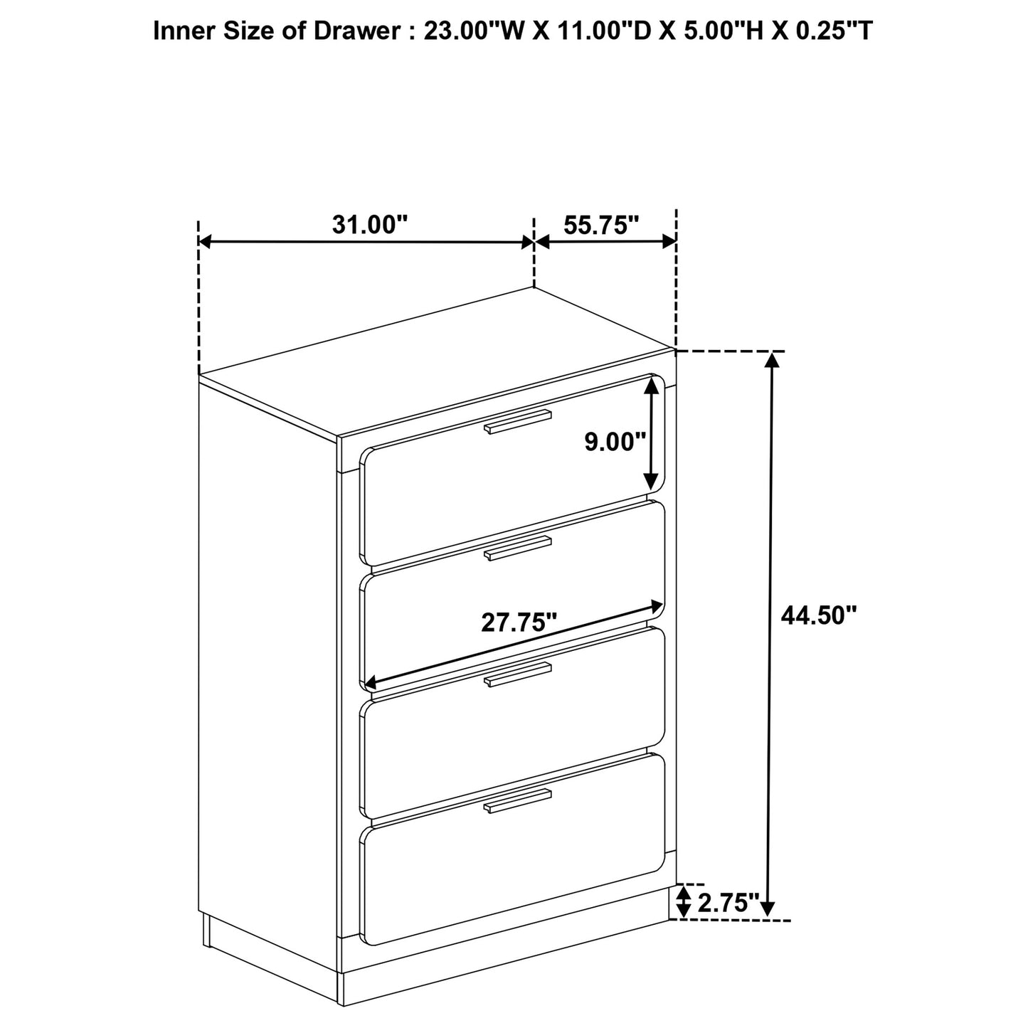 Caraway 4-drawer Bedroom Chest Black 224785