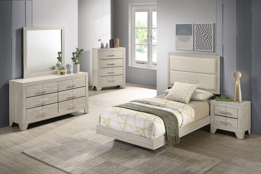 Trenton 54-inch Wood Queen Panel Bed Rustic Cream Twin 225061T, Full 225061F, Queen 225061Q AND Eastern King 225061KE. - Venini Furniture 