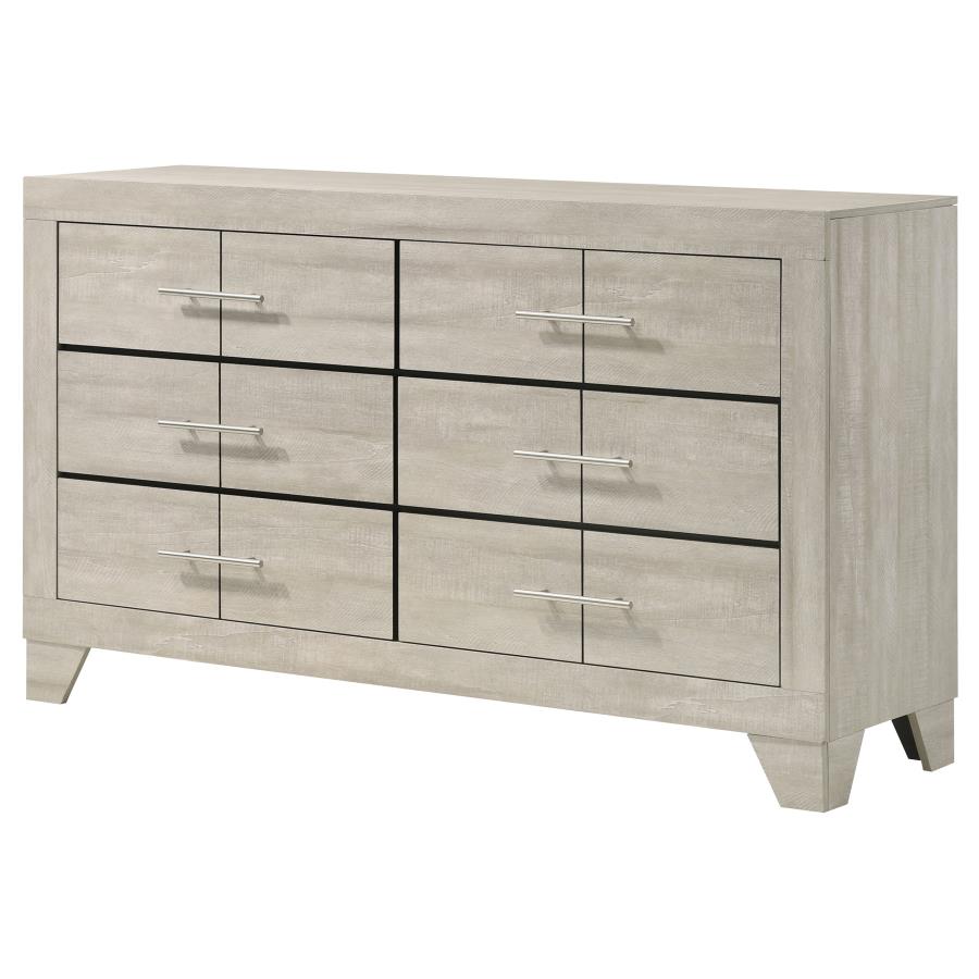 Trenton 6-drawer Bedroom Dresser Rustic Cream 225063 - Venini Furniture 