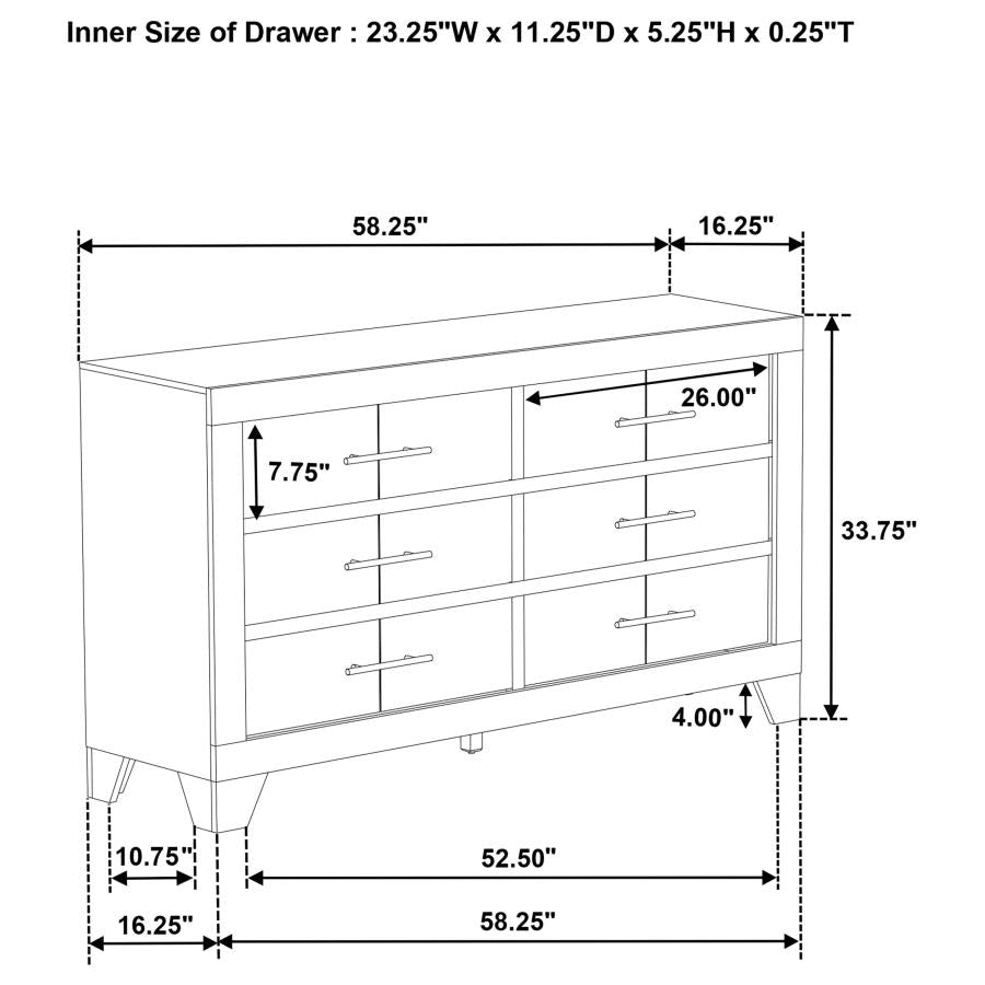Trenton 6-drawer Bedroom Dresser Rustic Cream 225063 - Venini Furniture 