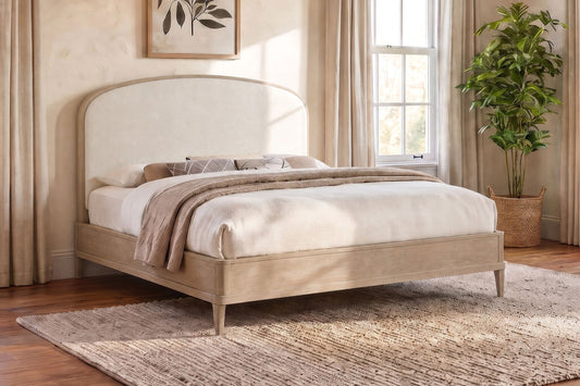 Lucaire  Upholstered Panel Bed Sandstone - Venini Furniture 