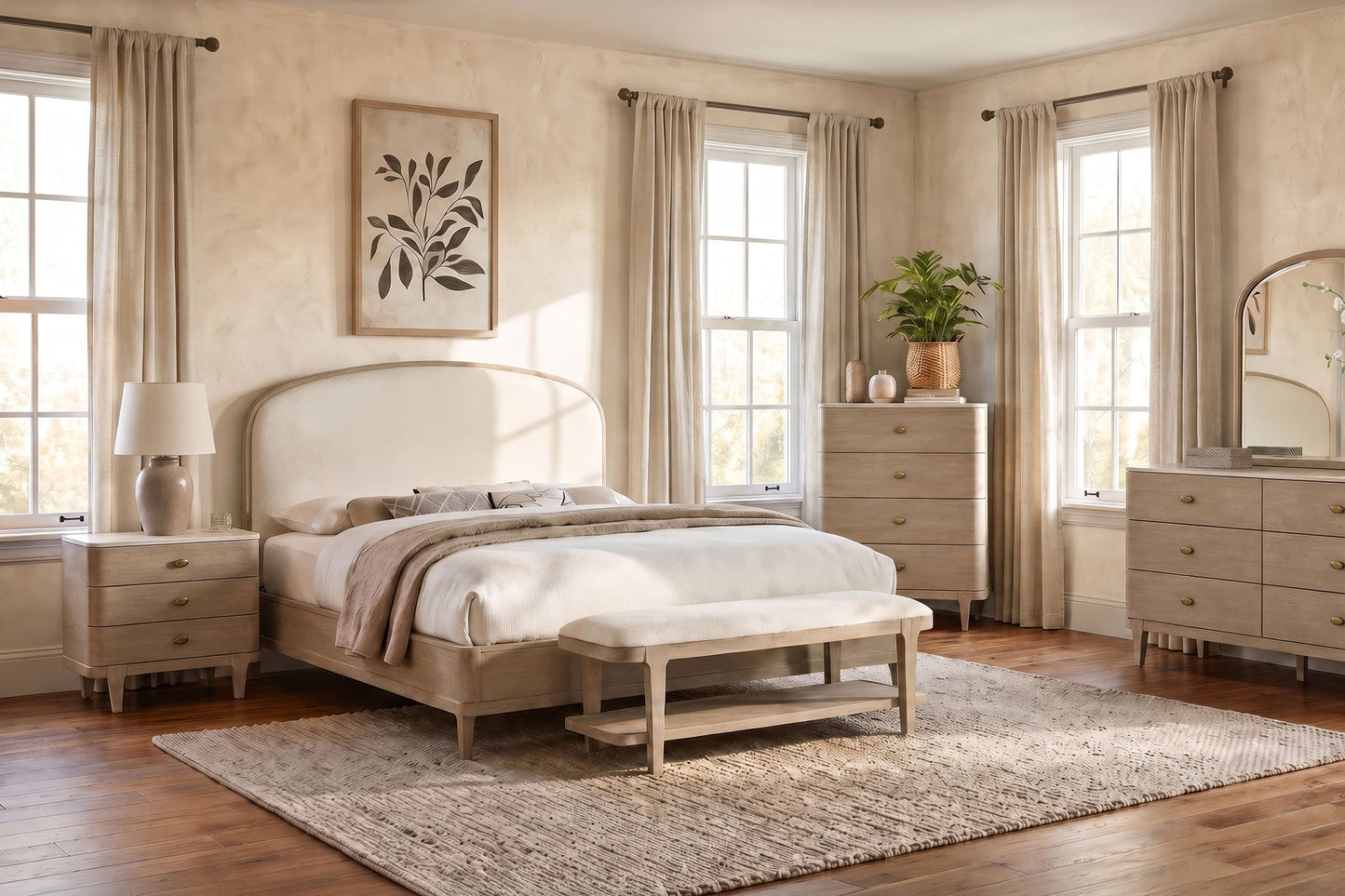 Lucaire  Upholstered Panel Bed Sandstone - Venini Furniture 