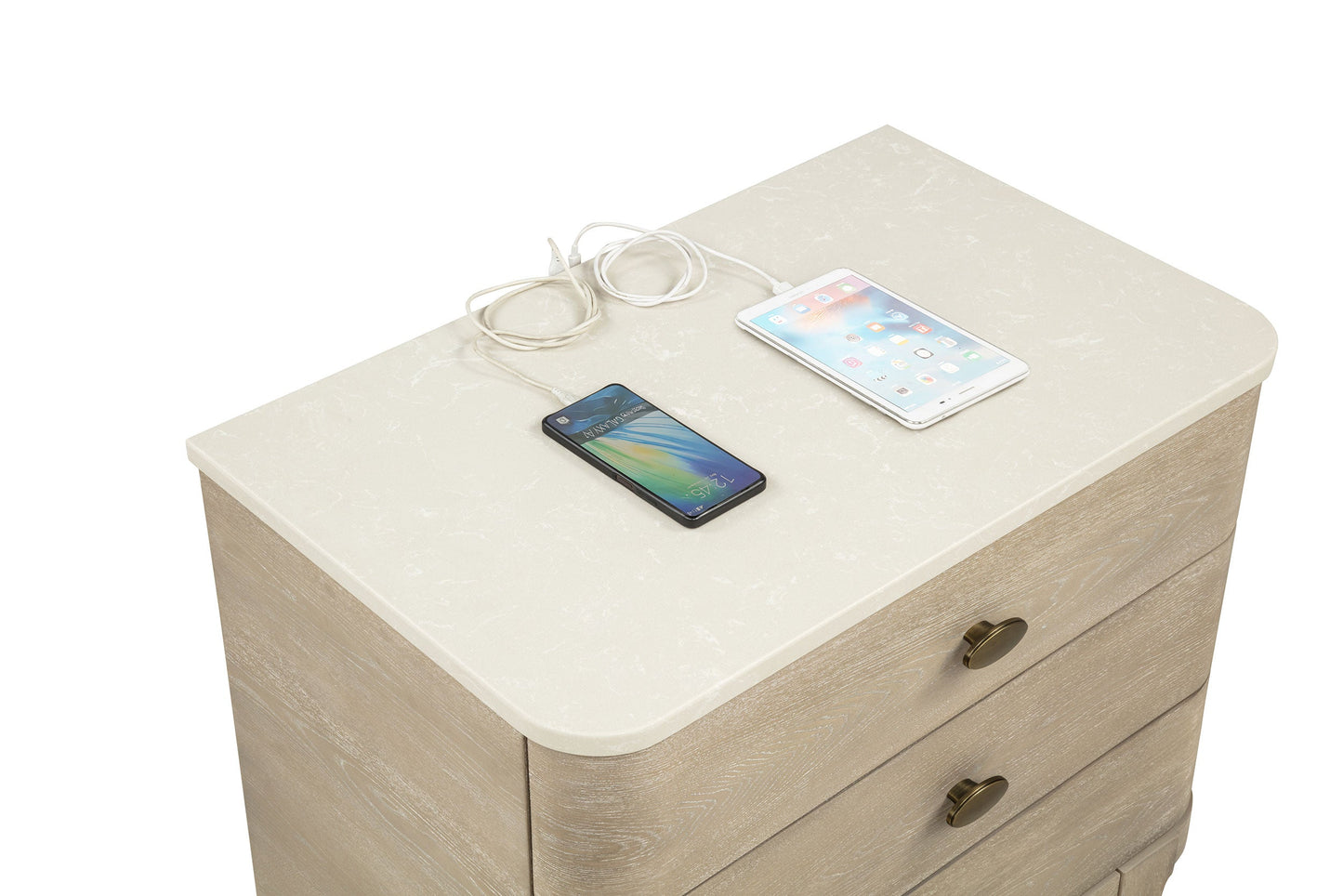 Lucaire 3-drawer Nightstand Bedside Table Sandstone 225182