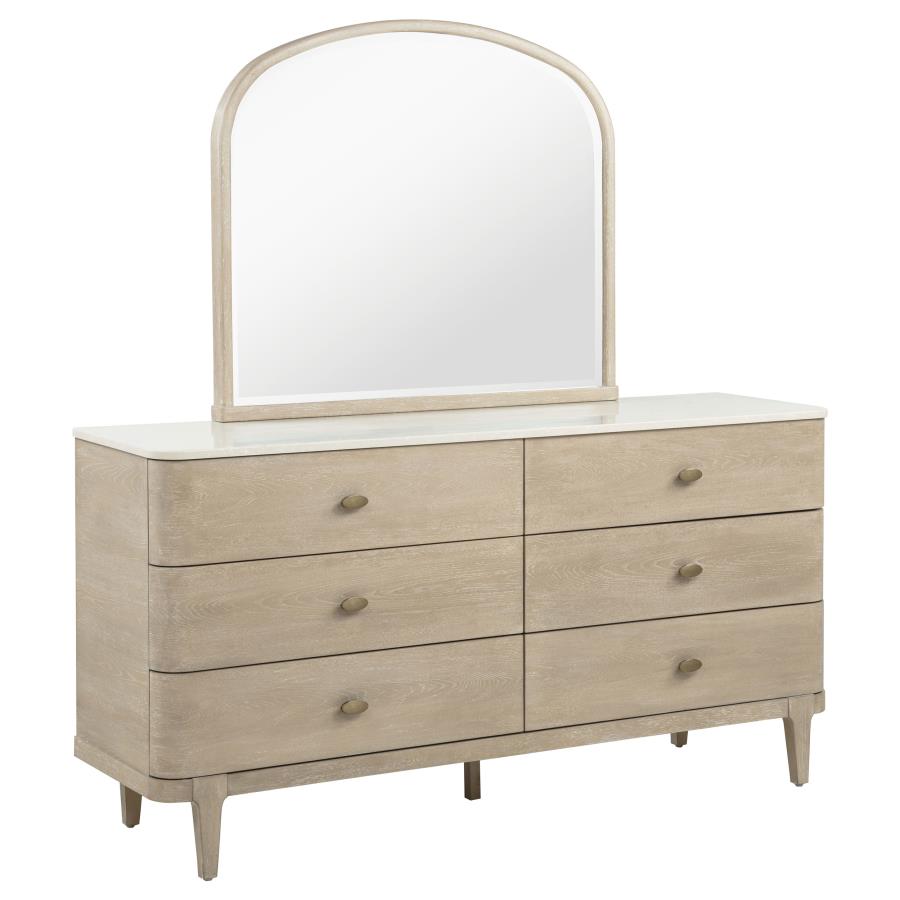Lucaire 6-drawer Dresser Cabinet with Mirror Sandstone 225183M