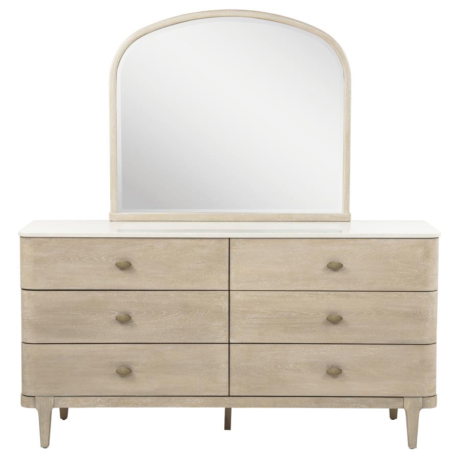 Lucaire 6-drawer Dresser Cabinet with Mirror Sandstone 225183M