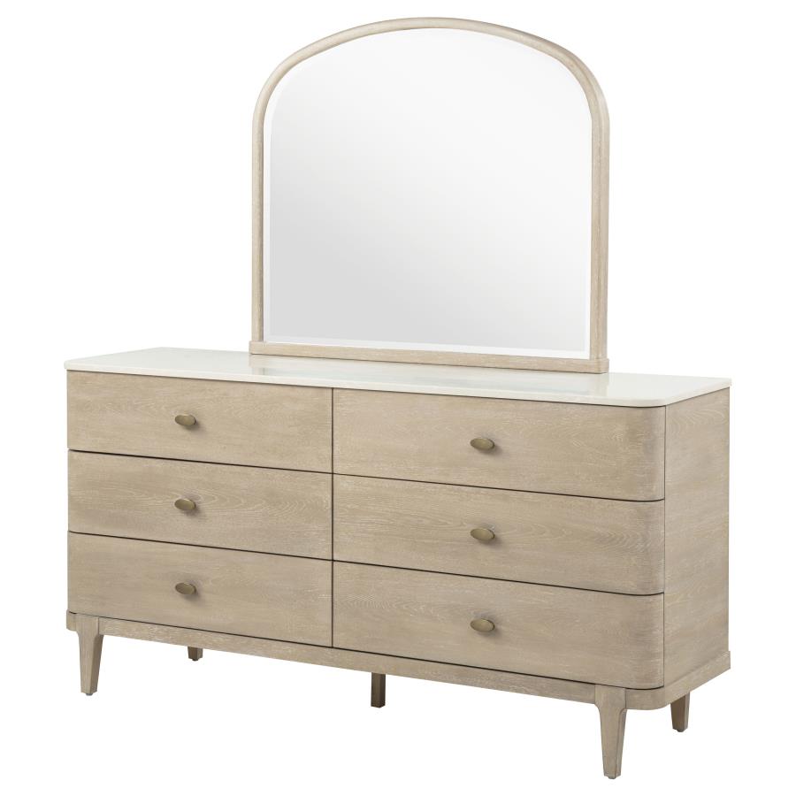 Lucaire 6-drawer Dresser Cabinet with Mirror Sandstone 225183M