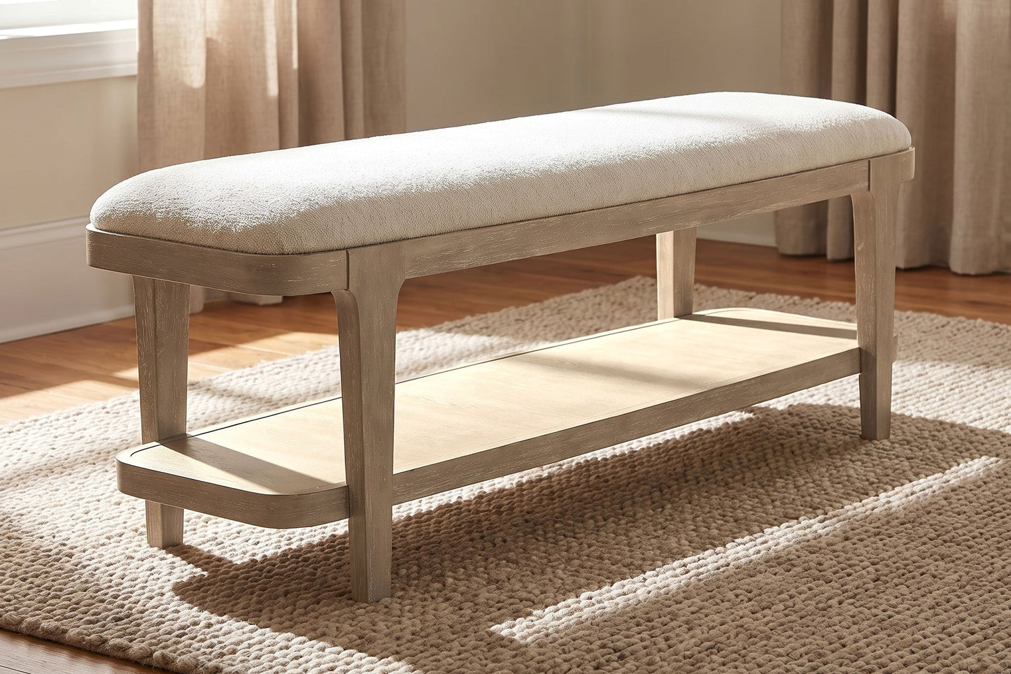 Lucaire Upholstered Bedroom Bench Sandstone 225186