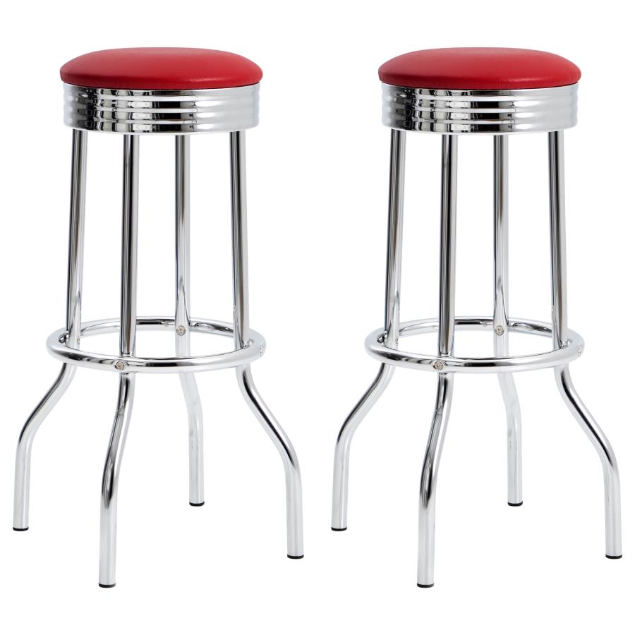 Retro Upholstered Metal Swivel Bar Stool (Set of 2)