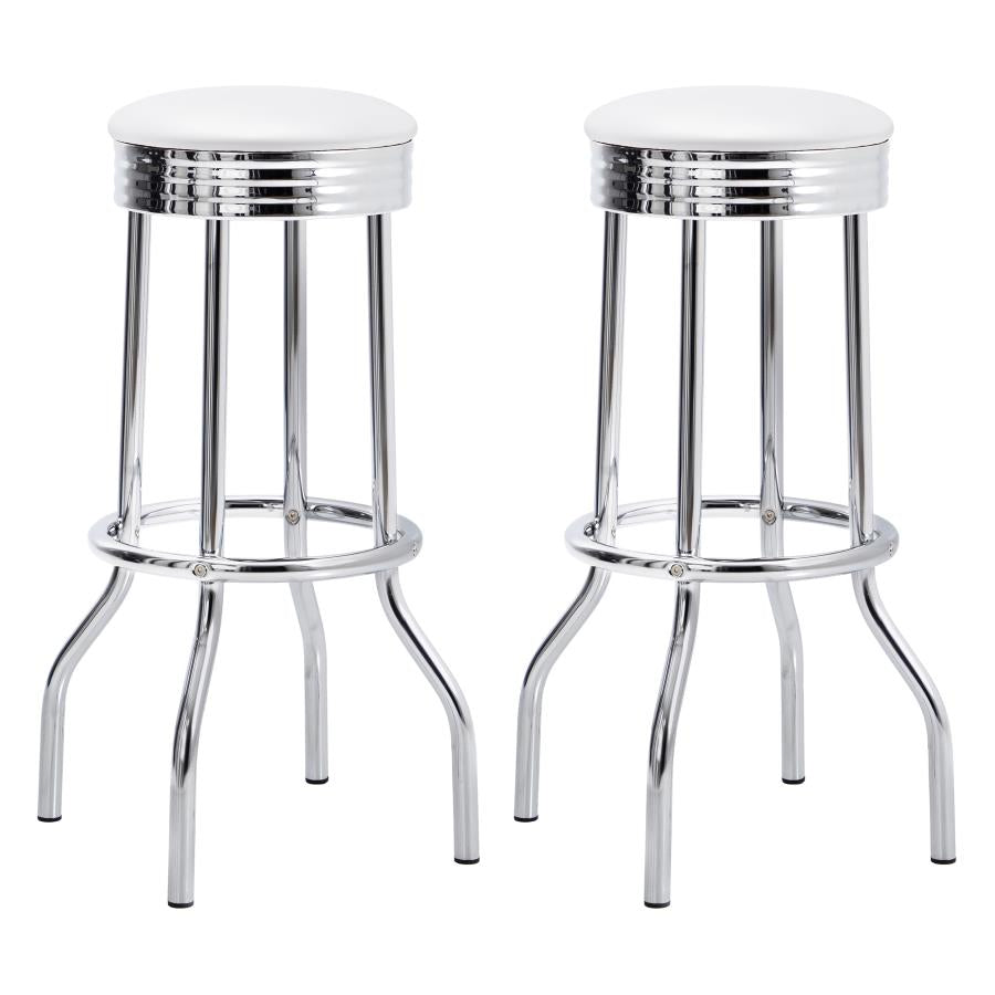 Retro Upholstered Metal Swivel Bar Stool (Set of 2)
