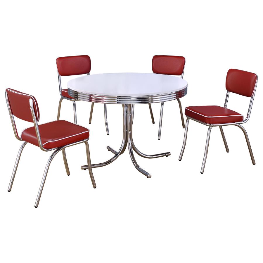 Retro 5-piece Round Dining Table Set White and Black