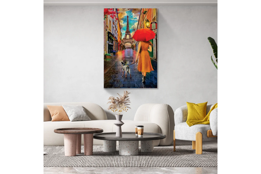 SULC-11 PARISIAN Lady with Umbrella Modern Wall Art TG