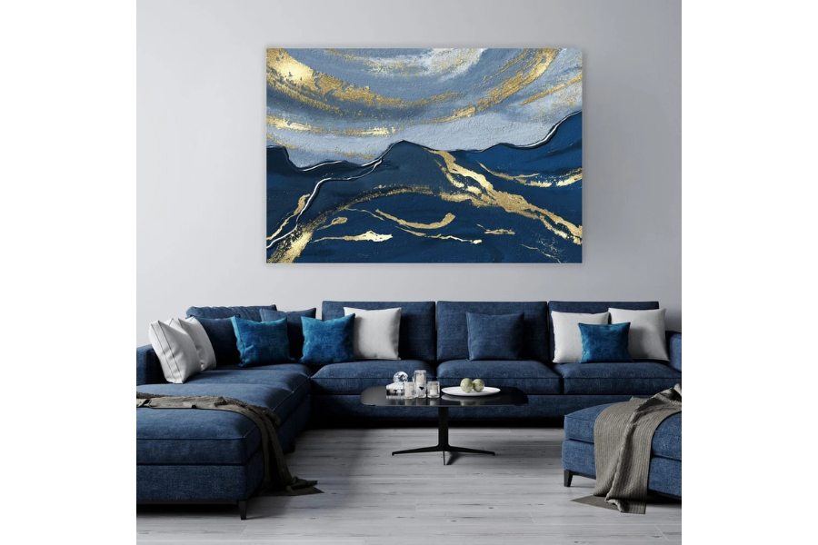 NC-34 JADE Blue Abstract Modern Wall Art TG