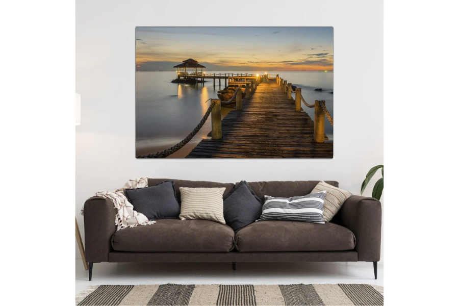 NC-06 PIER Bridge Between Sunset Modern Wall Art TG