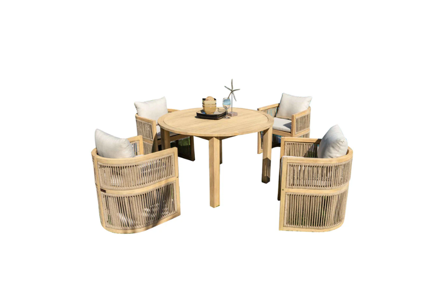 Panama Jack Cabo 5-Piece Barrel Round Dining Set PJO-4401-NAT-5DB