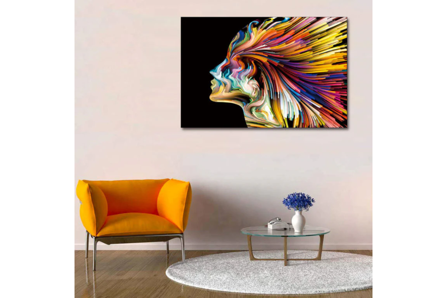 SU-22304 DANE Colorful Lady Facing Left Wall Art Print TG