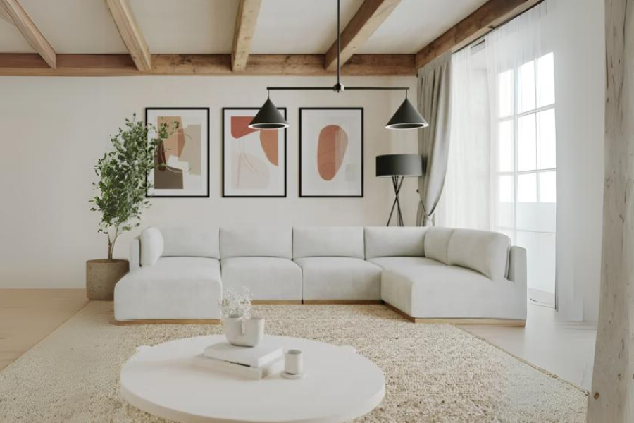 Henredon Murphy Fabric Modular Sectional with ottoman Floor Model