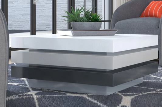 C -637 Glossy White and Gray Swivel Coffee Table C637 - Venini Furniture 