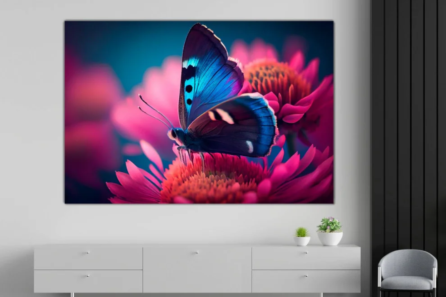 NC-36 BLOSSOM Butterfly in the Garden Modern Wall Art TG