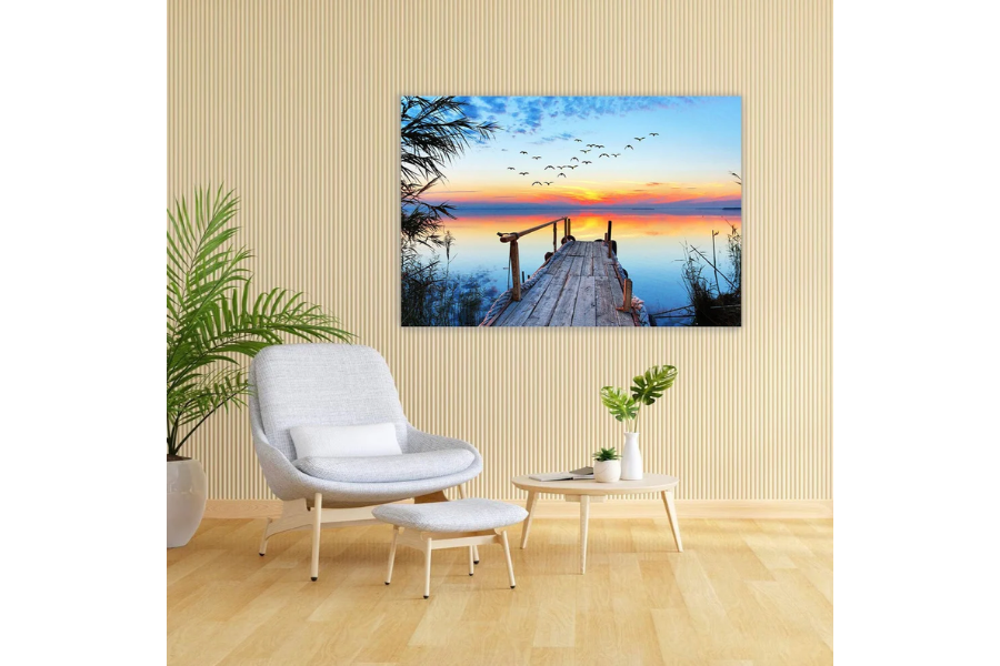 NC-22 SERENE Calm Sunset in a Lake Modern Wall Art TG
