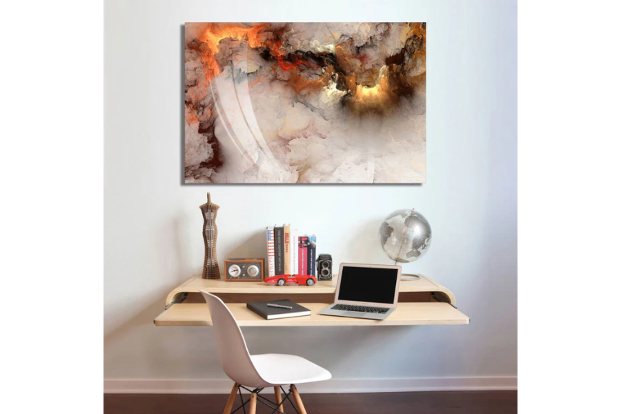 STORMY Orange Abstract Wall Art Print TG