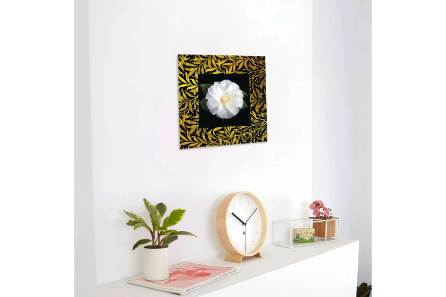 PYRON White Camellia with Background Miniature Fine Wall Art TG